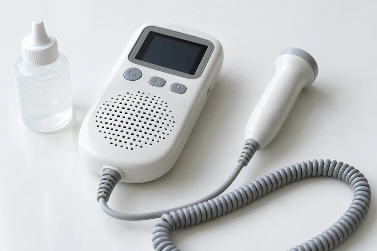 Handheld vascular Doppler with probe and gel
