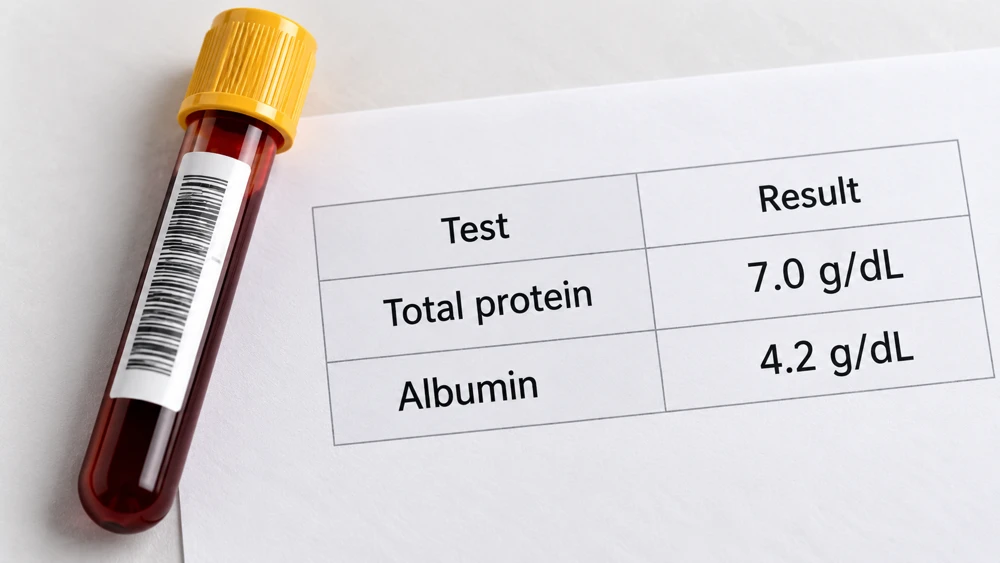 Illustrative report and closed gold-top sample tube