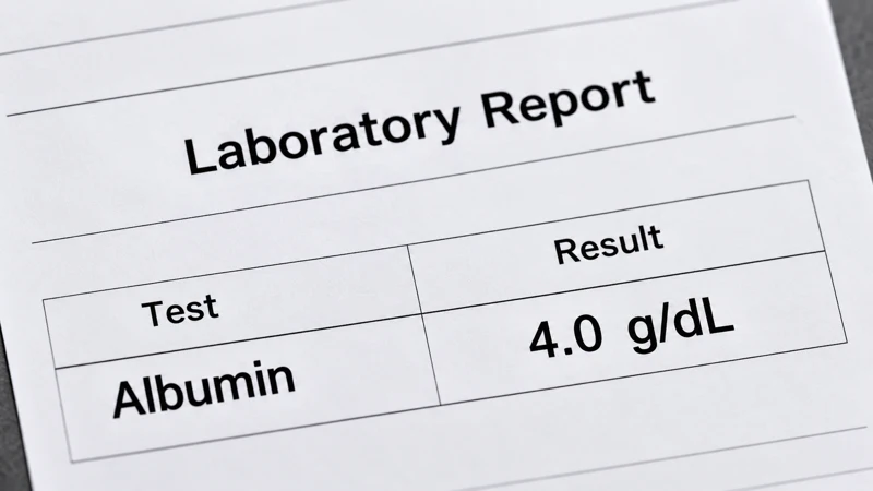 Illustrative albumin value on an anonymous laboratory report