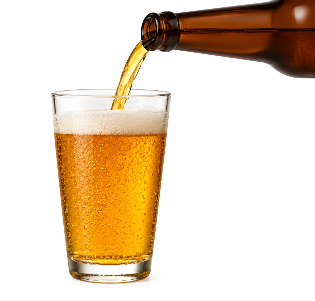 Illustrative beverage pouring into a glass