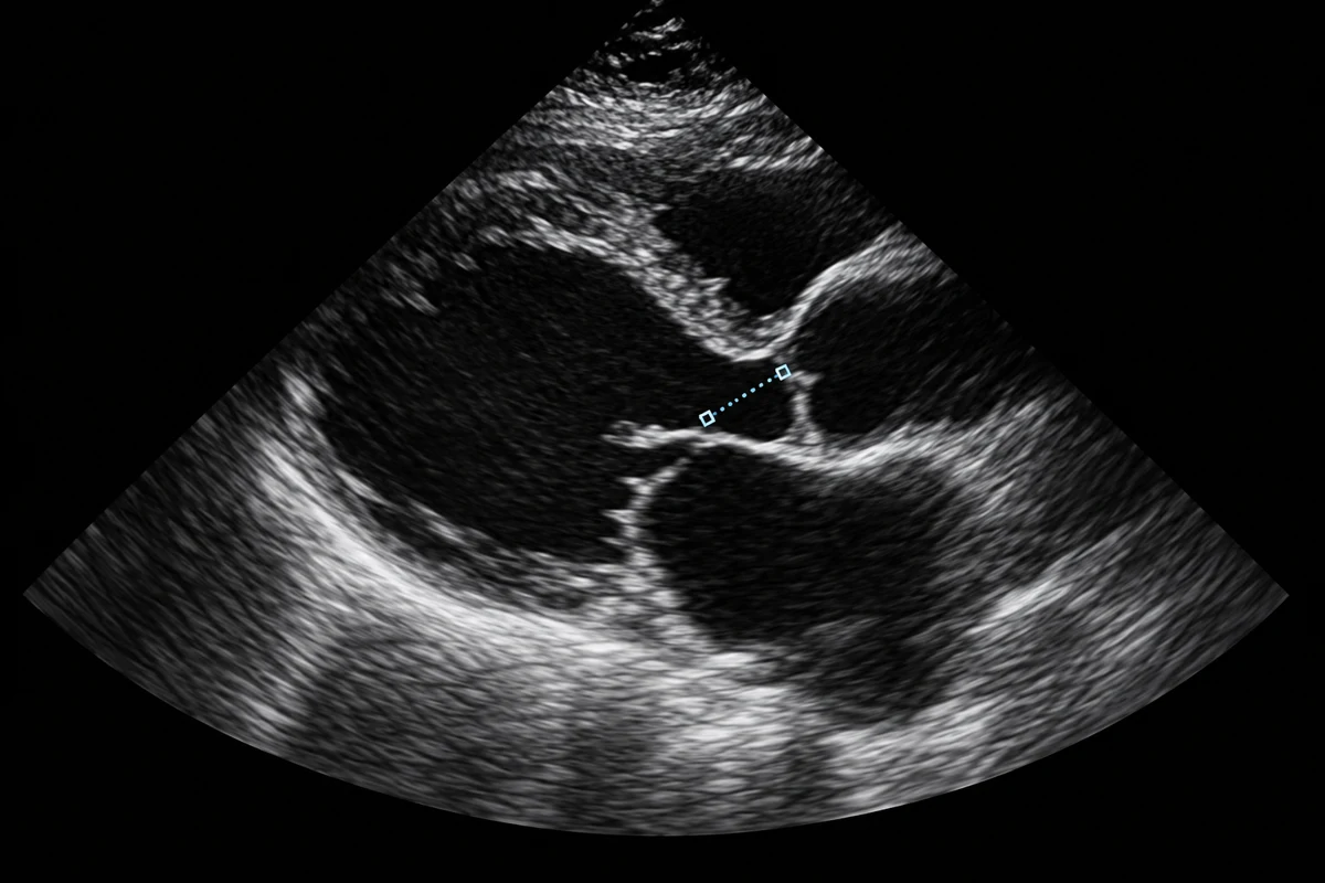 Illustrative echo monitor with a measurement caliper