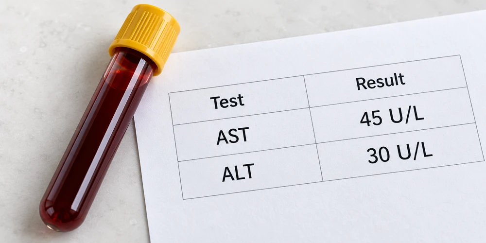 Illustrative report and closed gold-top sample tube