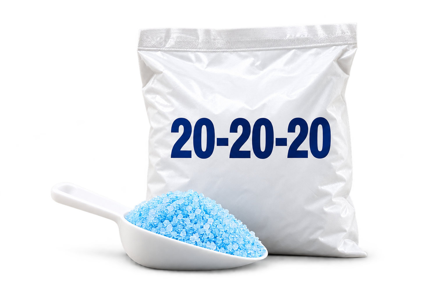 20-20-20 fertilizer bag and scoop