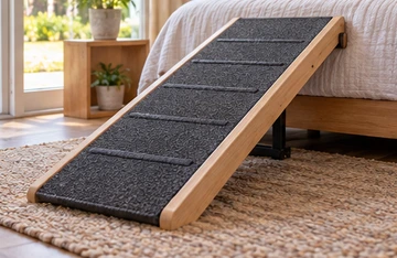 Accessible dog bed and nonslip ramp