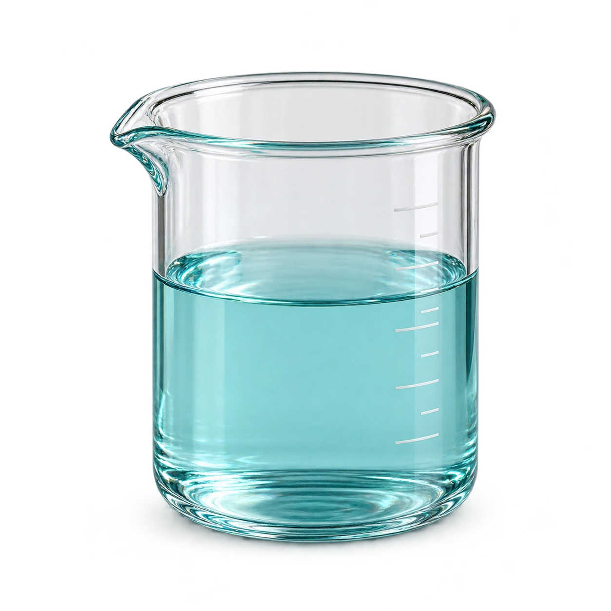 Realistic glass laboratory beaker with liquid