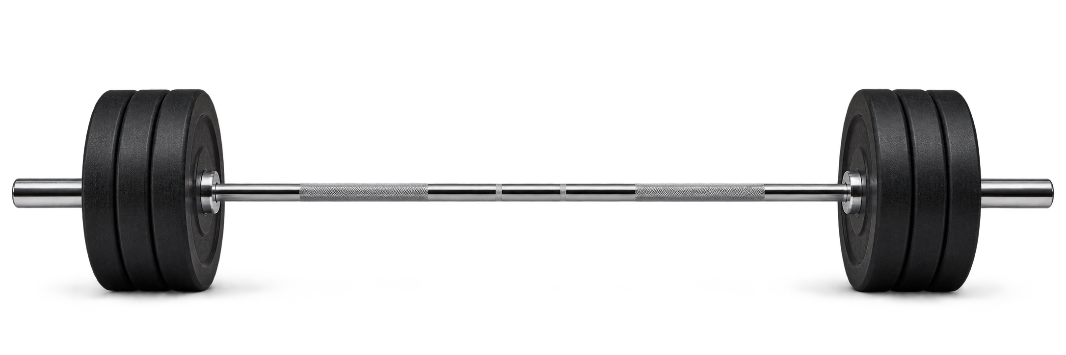 Realistic Olympic barbell with matching black plates on both ends