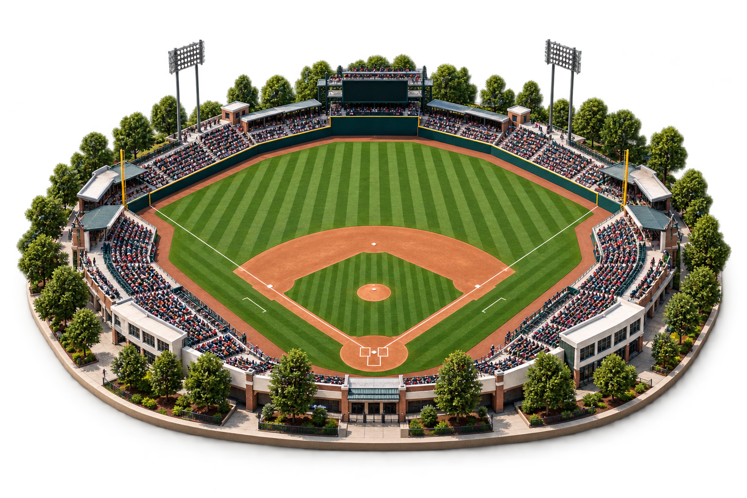 Realistic miniature baseball stadium