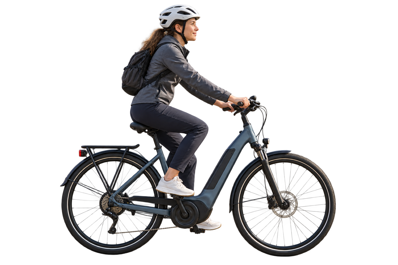 Cyclist on an electric city bicycle