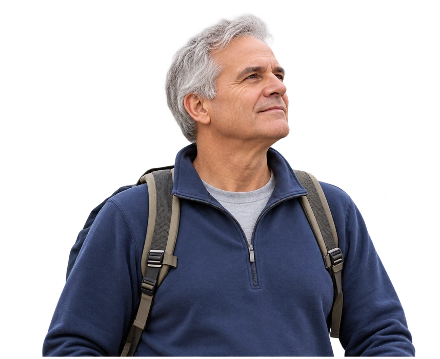 Illustrative adult during everyday walking; not a clinical test.