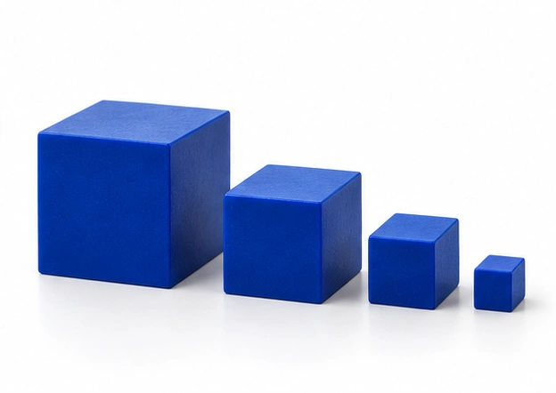 Blue algebra cubes on a clean desk