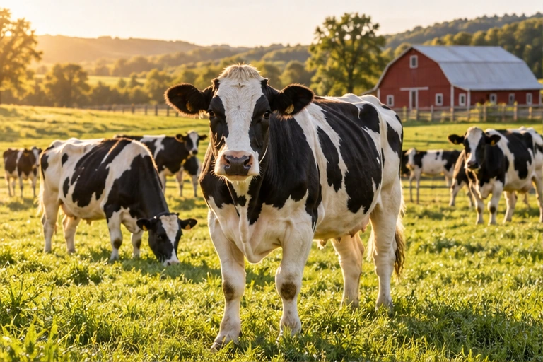 Illustrative cattle herd in a pasture