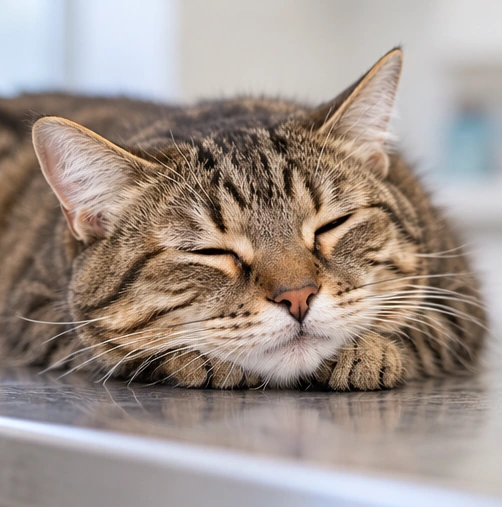 Illustrative resting cat