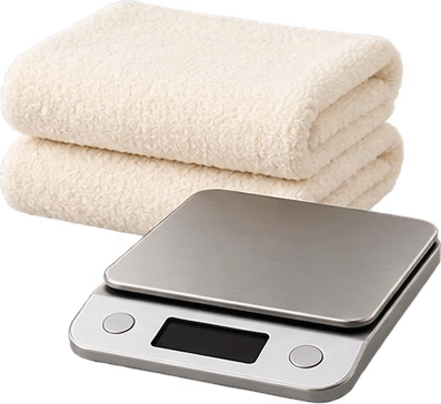 Clean towels and a gram scale