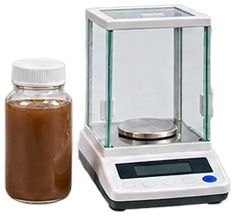 Illustrative sample bottle and balance