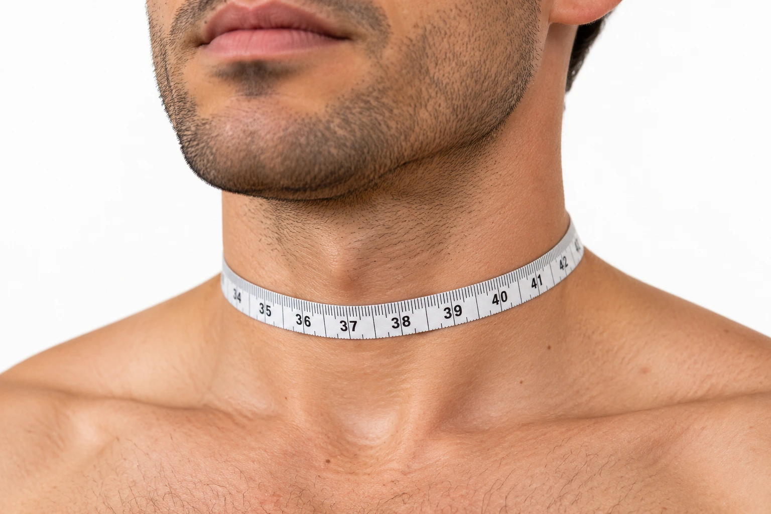 Illustrative tape placement just below the larynx